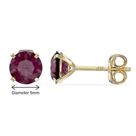 Aeon Jewellery Birthstone Stud Earrings - February Amethyst | 9ct Yellow Gold & Cubic Zirconia Diamond | Polishing Cloth Included