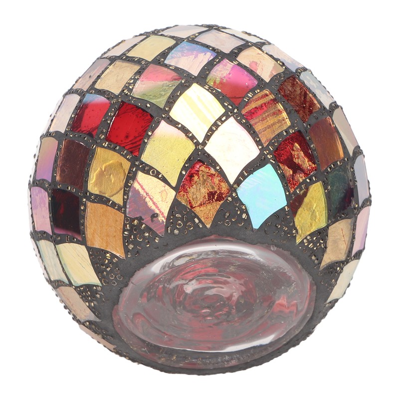Mosaic Glass Tea Light Holder Romantic Decorative Red Handmade Cracked