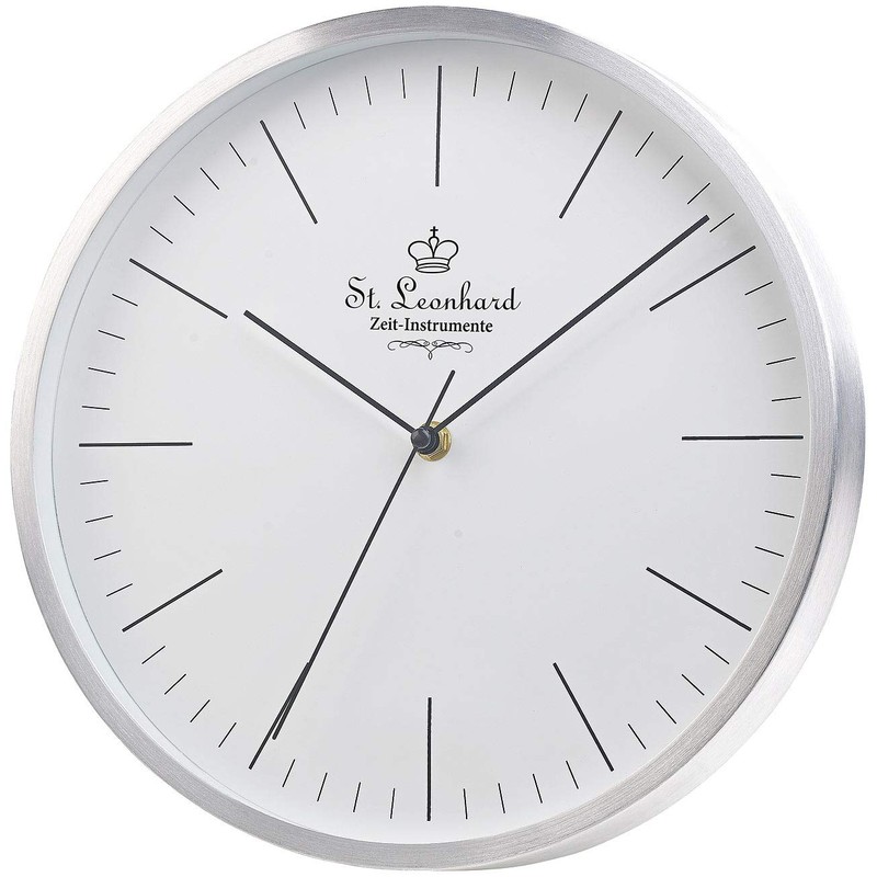 St. Leonhard Kitchen Clock Radio Silent: Modern Aluminium Radio Wall