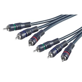 PremiumCord kjackcmm3hq-5 RCA Cable HQ 3x RCA Male to 3x RCA Male Quality Audio Video Connection Cable Stereo for TV, Mobile Phones, MP3, HiFi, Colour Black, 5 m