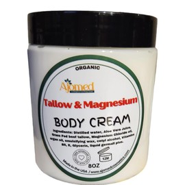 Generic Beef Tallow & Magnesium Body butter - Grass Fed and Finished beef tallow Magnesium Cream- Handmade moisturizer for Cracked, Dry, Itchy skin- eczema cream- diaper rash (SANDALWOOD VANILLA)