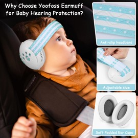 Yoofoss Baby Ear Muffs Noise Protection for Infant and Babies Up to 36 Months - Noise Cancelling Headphones for Ear Protection, Sleep, Travel