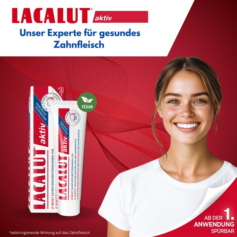 LACALUT Active Tooth Cream, 100 ml Toothpaste, Noticeable Firming and