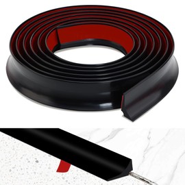 Soengsau Peel and Stick Splash Guard for Countertop, Shower Water Dam Barrier, Waterproof Caulk Seal Strip for Kitchen and Bathroom Sink Cooktop Edge (Black, 39" L x 0.59" H)