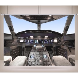 Loccor 6x9ft Fabric Airplane Backdrop Modern Glass Cockpit Men Boys Kids Adult Photoshoot Birthday Jet Party Supplies Baby Shower YouTube Videos Business Background for Photography Studio Props