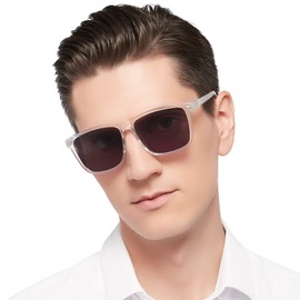 MARE AZZURO Oversized 1.25 Reader Sunglasses Men Outdoor Reading Glasses 100 125 150 175 200 225 250 275 300 350 400 (Transparent, 1.25)