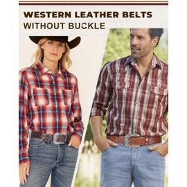 Beltroad 2 Pack Western Leather Belt Strap for Men Women Cowboy Cowgirl Leather Mens Belts without Buckle