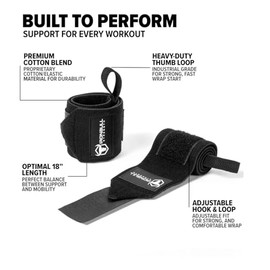 Muñequeras para levantamiento de pesas (aprobadas por USPA, IPL, USAW e IWF), 45 cm, para prensa de banco, prensa de hombros, inmersiones, curls, entr