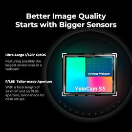 YOLOLIV YoloCam S3, cámara Web de Streaming 4K, Control Tipo DSLR, Efectos cinematográficos, Zoom 4X, HDR, Video sin compresión, autoenfoque PD optimi