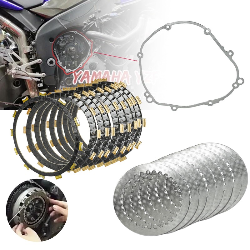 Clutch Kit & Friction Steel Plates Cover Gasket Compatible with