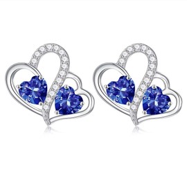 Iefil December Birthstone Earrings - Gifts for Mom Christmas Unique, Mom Gifts for Christmas, Mom Birthday Gifts, Tanzanite Stud Earrings, Jewelry Gifts for Bonus Mother in Law