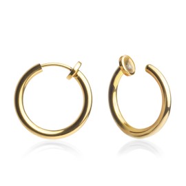 Gold Ohrclips aus Edelstahl 18k vergoldet • Clip Creolen ohne Ohrlöcher • Ohrringe Clips hängend • nickelfrei & wasserfest • MIX & MATCH • Ø 18 mm