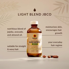 Tropic Isle Living Light Blend Jamaican Black Castor Oil 2 fl oz | Lightweight Nourishing Oil with Vitamin E & Omega Fatty Acids | Strengthens, Moisturises & Conditions Hair, Skin, Brows & Lashes