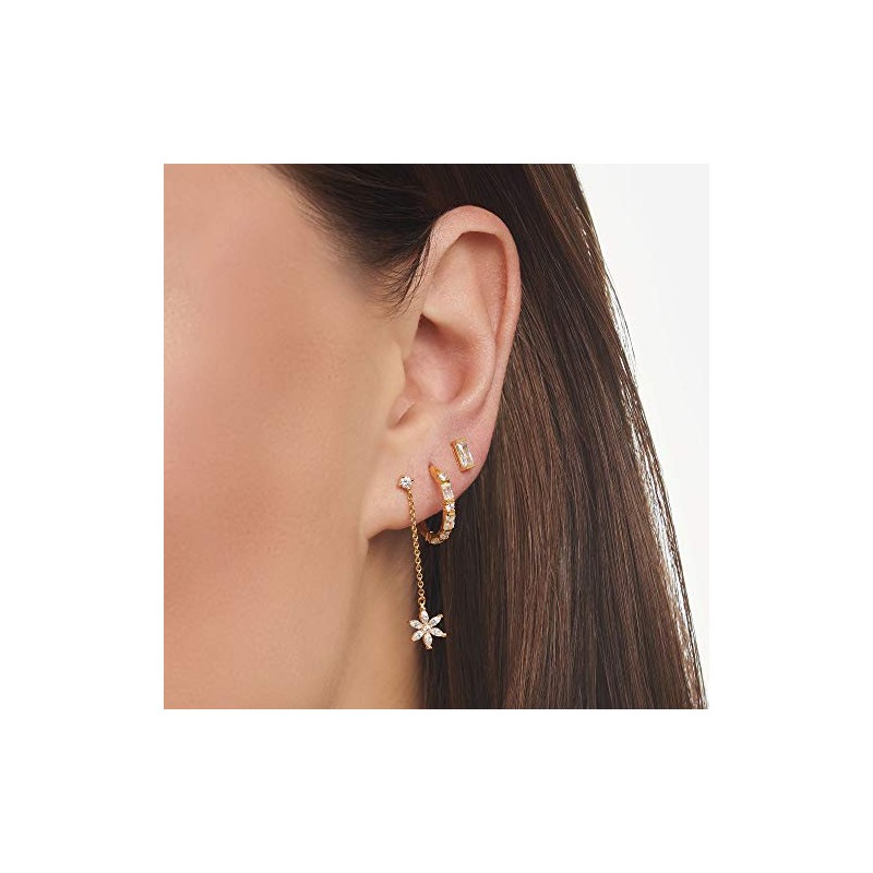 THOMAS SABO Creole Earrings White Stones, Sterling Silver, No Gemstone