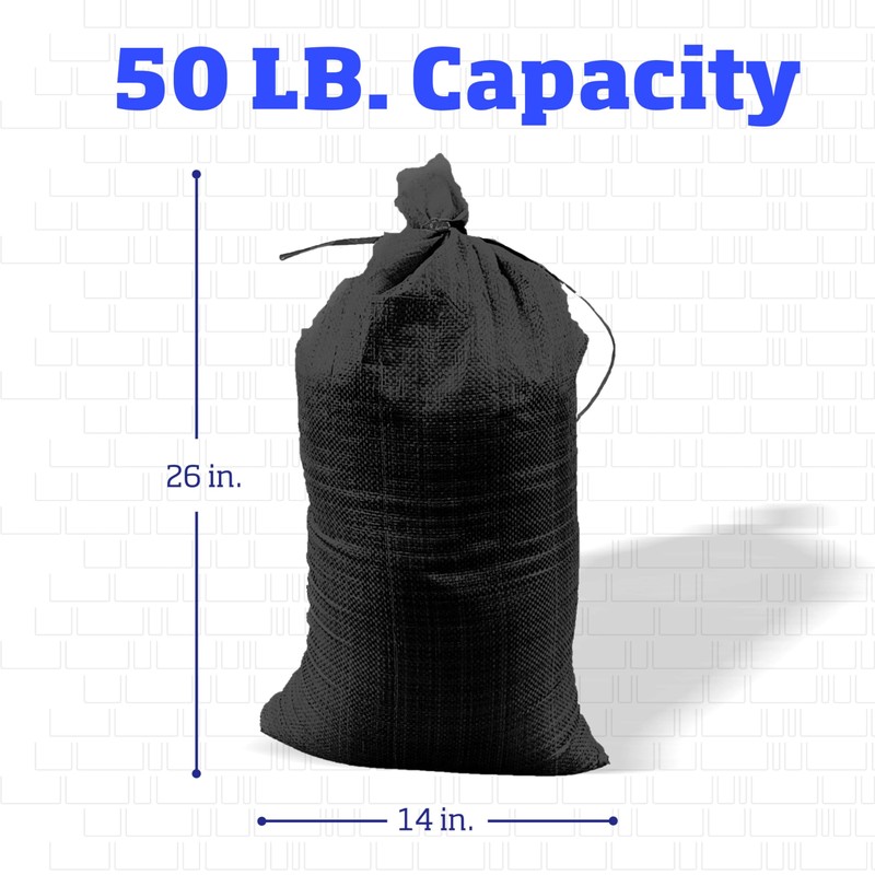DURASACK Heavy Duty Sand Bags with Tie Strings Empty Woven