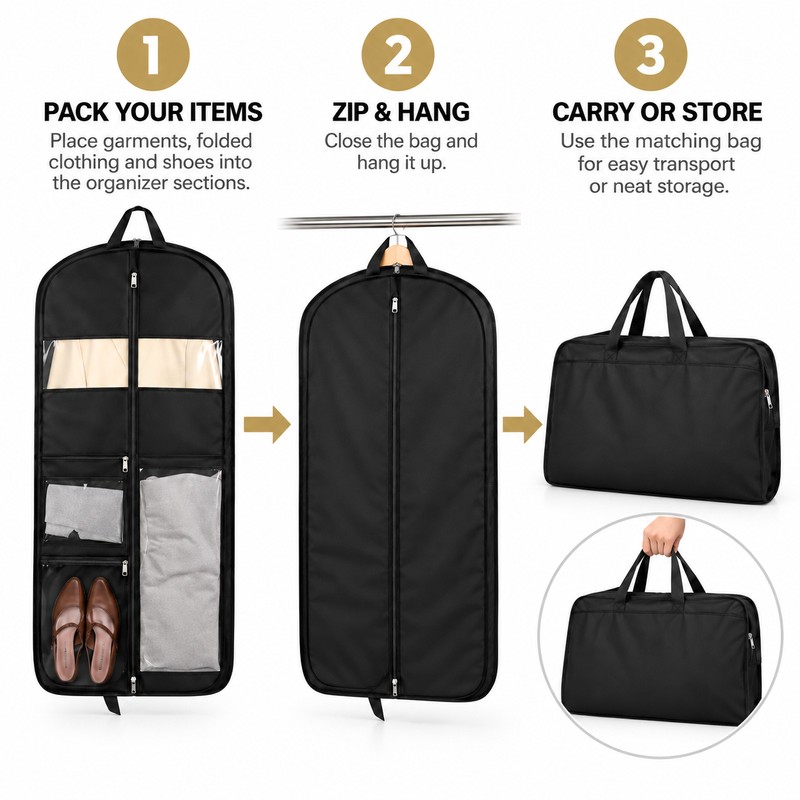 Reusable Hanging Garment Bags – Waterproof Dustproof Zippered Clothes Covers