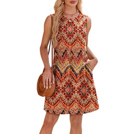 Summer Dresses for Women 2025 Crew Neck Sundresses for Women Casual Spring Dresses Floral Boho Dress Womens Beach Vacation Clothes Outfits Beach Fashion Plus Size Sun Dress XL