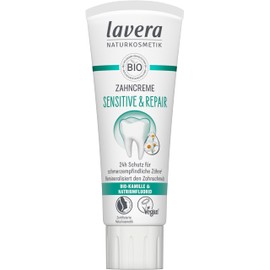 lavera Sensitive & Repair Toothpaste - for Sensitive Teeth - 24-Hour Protection - Organic Chamomile & Sodium Floride - Vegan - Natural Cosmetics - 75 ml