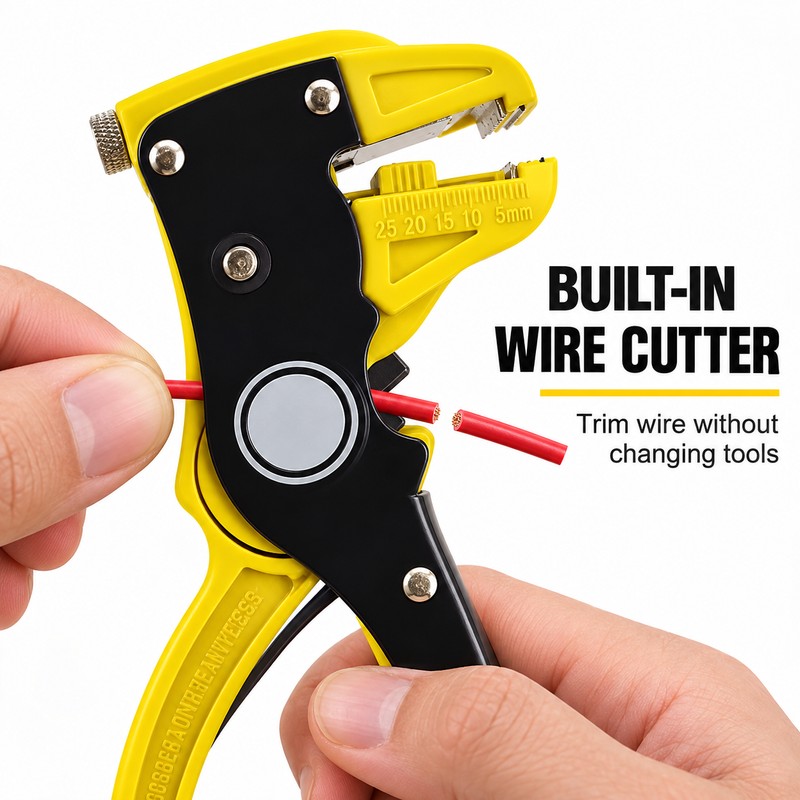 Bomurph 6.7-Inch Automatic Wire Stripper and Cutter, Adjustable 0.5-6mm Cable