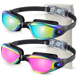 NSSIW Swimming-Goggles Adult Swim-Goggles-Men Women: Anti Fog Pool Goggles with UV400 and No Leak 2 Pack