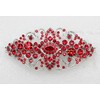 Faship Red Floral Crystal Hair Barrette Clip - Red