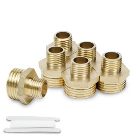 Bwintech 2 Pieces 3/8 Inch Male Thread to 1/4 Inch Male Thread BSP Thread Brass Hex Bushings Reducer Connector for Conversion of Pipe Connections