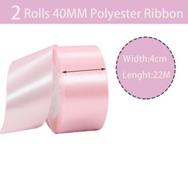 YAAVAAW 2 Rolls Thick Baby Pink Satin Ribbon - 40mm Wide, Double Sided, 22M for Gift Wrapping, Crafting, Cake Decoration, Hair Bows, Bouquets, Christmas & Wedding