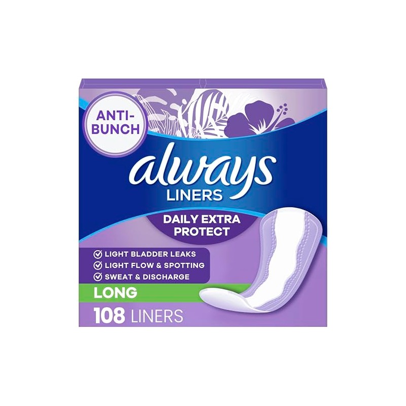 Always Xtra Protection Long Daily Liners Unscented 108 Count