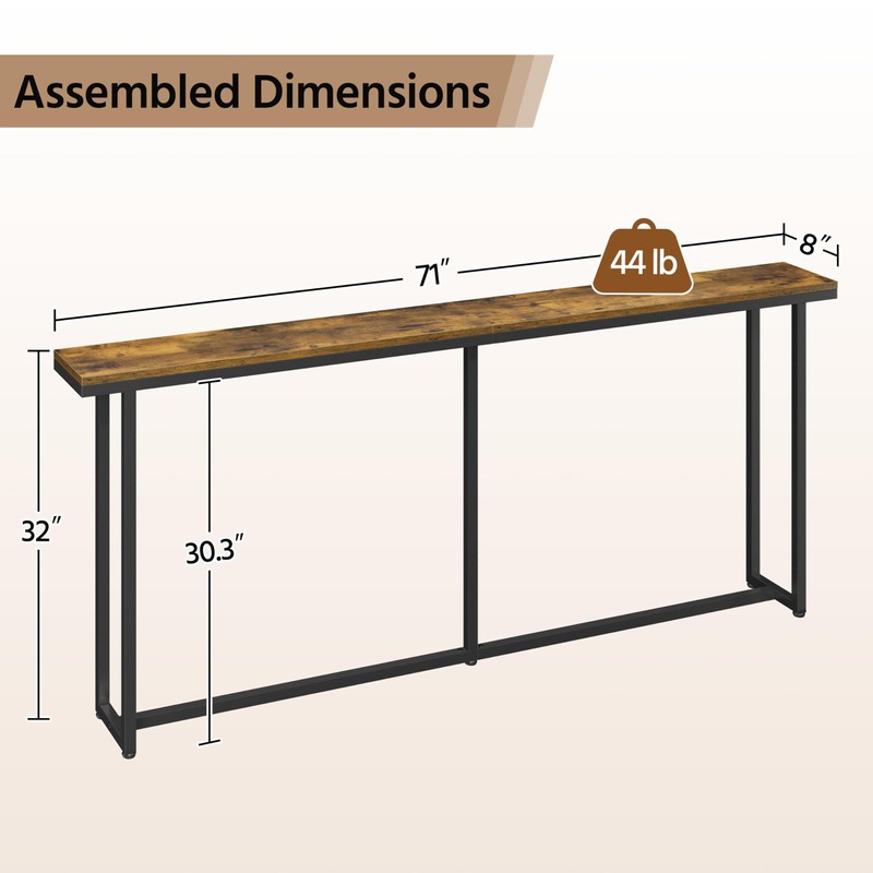 Yaheetech Narrow Console Table with Sturdy Metal Frame, 71 Inch