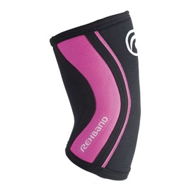 Rehband Elbow 5mm Compression Sleeve, Neoprene Elbow Sleeves for Weightlifting, Anatomical Design, Non-Slip & Close Fitting, Elbow Support Unisex, Colour:Black/Pink, Size:Medium