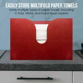 Bamboo Paper Towel Dispenser, Paper Towel Holder Wall Mount & Countertop for Kitchen and Restroom Decor - Holds Multifold Paper Towel, C Fold, Trifold Hand Tissue Napkins.
