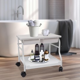 PIAOCAIYIN Beauty Salon Nail Or Foot Bath Spa Trolley, Portable Esthetician Trolley Cart, Pedicure Manicure Salon Supplies, Pedicure Stool for Feet for Beauty Parlors, Hair Salons, Home (White)