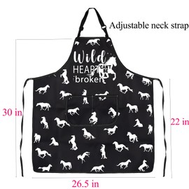 FUSTMW Horse Apron Horse Gifts for Horse Lovers Equestrian Apron Horse Cooking Kitchen Chef BBQ Grill Apron with Pockets, Horse Apron, One Size