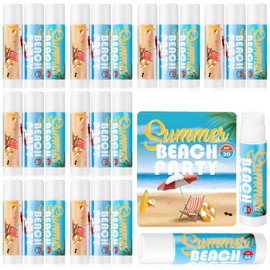 Dansib 24 Pcs SPF 30 Lip Balm Bulk for Summer Wedding Baby Shower 4th of July Party Sunscreen Lip Balm Sticks Outdoor Travel Sunscreen Care for Thank You Gifts Party Supplies(Beach)