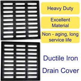 MOSINSBO Cast Iron Drain Grate, 20x20 Outdoor Drain Cover, C Class Replacement Sewer Grate, Durable Heavy Duty Channel Grate, Black Square Drainage Grate for Driveway, Concrete, Yard, Garage