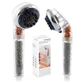 InnovaGoods - Eco Shower Head with Minerals, Germanium and Tourmaline, Multifunctional, Water Saving up to 65%, 8 Jet Types, Improves Skin & Hair Health, Silver, Polypropylene