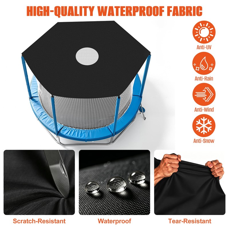 Trampoline Shade Cover with Hole,8FT Waterproof Trampoline Top Cover Fits