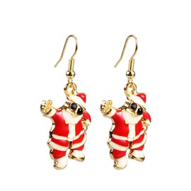 Holibanna Christmas Santa Dangle Earrings Rhinestone Dangle Enamel Earrings Xmas Jewelry