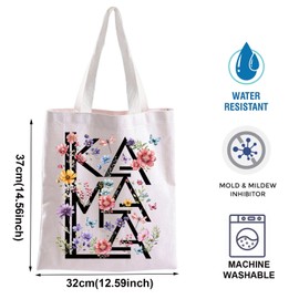 AKTAP Floral Kamala Harris Tote Bag Madam President Gift First Female President Tote Bag Feminist Gift Election Democrat Handle Bag (TB, Kamala FlowerTote-PY3)