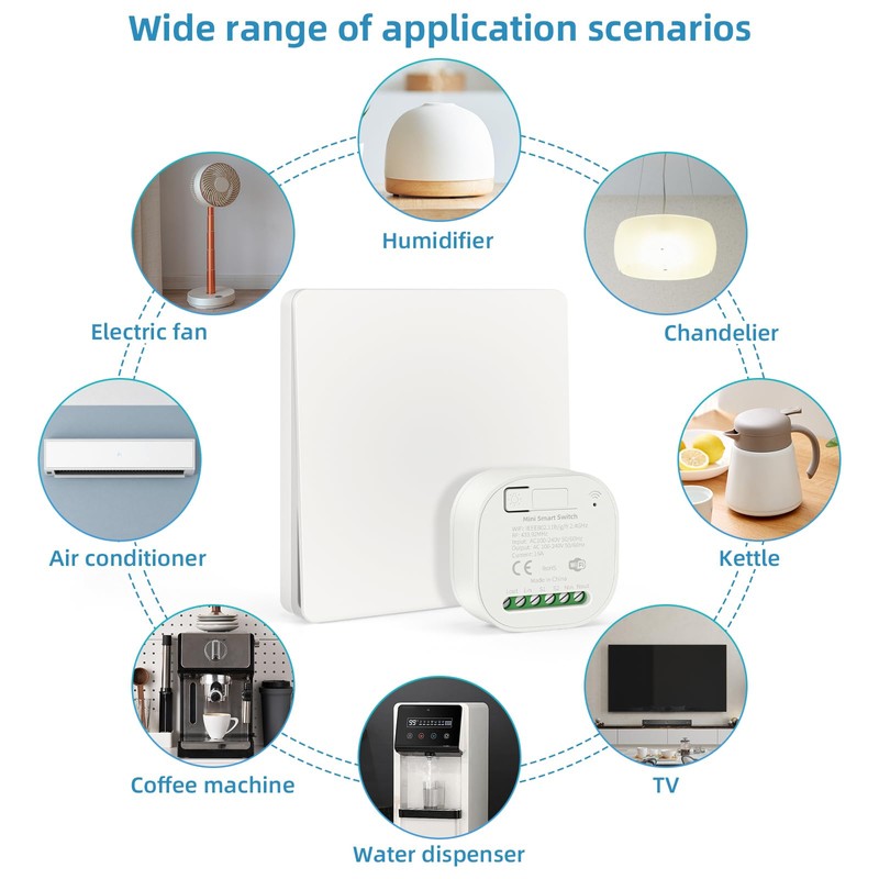 RGBZONE WiFi Smart Wireless Lights Switch Kit 16A 100-240V 1-Way/
