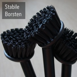 Washing Up Brush Black with Stainless Steel Handle, Set of 3, Kitchen and Bathroom Kitchen Brush, Dish Brush