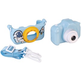 Playtastic Selfie-Kinderkamera, 2''-IPS-Display, 1080p, USB-C, Weltall-Hülle blau