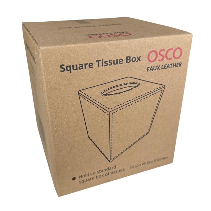 OSCO Faux Leather Tissue Box - Grey