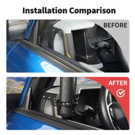 JWWY for Bronco Front Door Cup Holder Drink Holder on Driver's Left Side Beverage Rack for 2021-2025+ Ford Bronco Interior Accessories Alloy Black