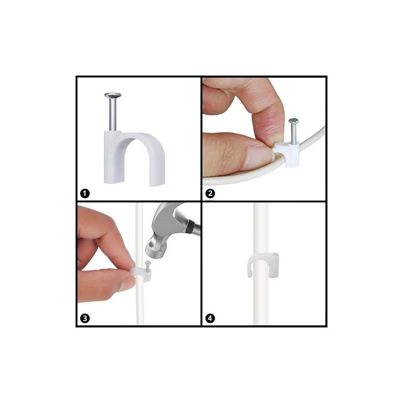 1000pcs Circle Cable Clips with Steel Nail,Clips de Alambre para