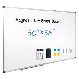 XIWODE Magnetic Dry Erase Board, Wall Mounted Whiteboard, 60 x 36 Inch, White Board for Kids, Home, Office, School