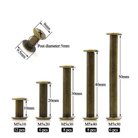 Alloypro 80 Pcs Phillips Chicago Binding Screws M5 x 10/20/30/40/50mm Bronze Scrapbook Extenders Post Binding Barrels and Screws Assortment Kit for Scrapbook Photo Albums/Book Binding