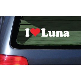 I Love Luna Vinyl Decal - White with A Red Heart Sticker
