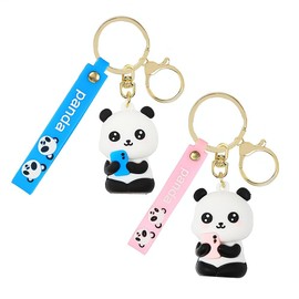 Opexicos 2Pcs PVC Panda Keychain Pendant Animal Cute Bag Key Chain Keyring Ornament Bag Purse Charm Accessories