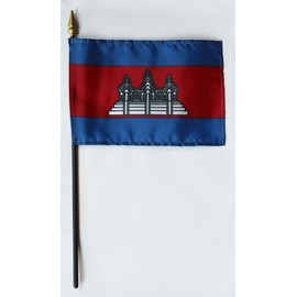 Cambodia - 4 in x 6 in World Stick Flag